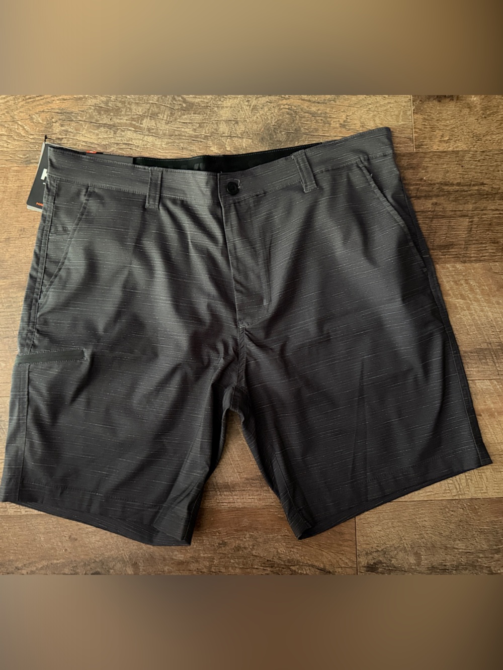 Hawke & Co Men's Black Flat Front Shorts with Subtle Pinstripe